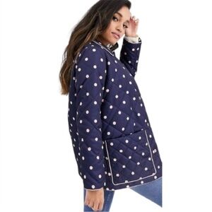 Women's ASOS Navy and Pink Polka Dot Quilted Jacket